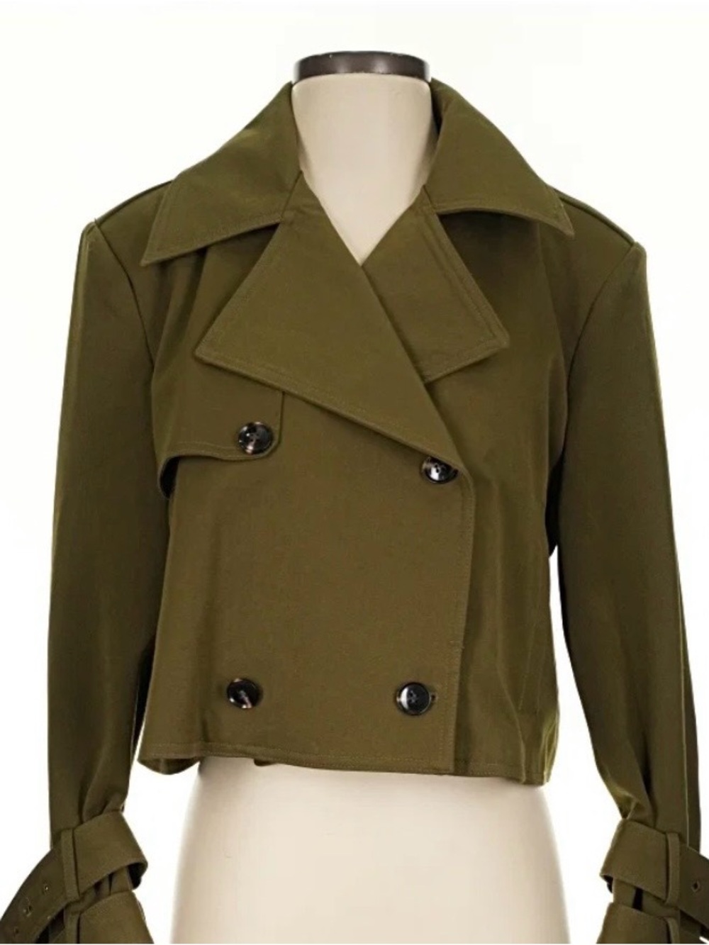 WeWoreWhat Olive Green Cropped Trench Jacket